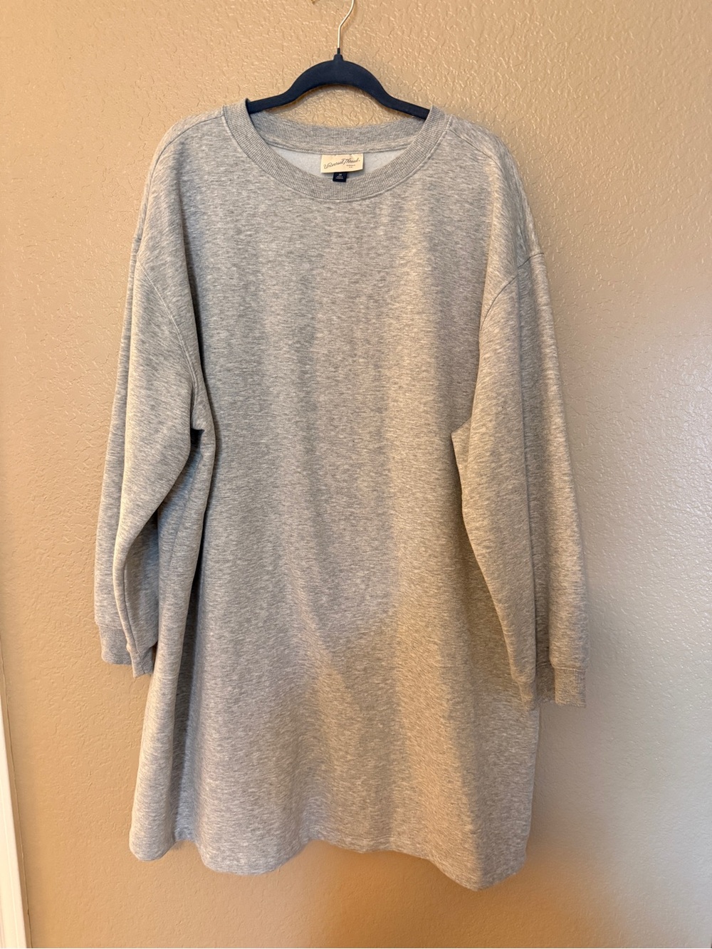 Women’s Oversized Crewneck Sweater Dress - Light Gray